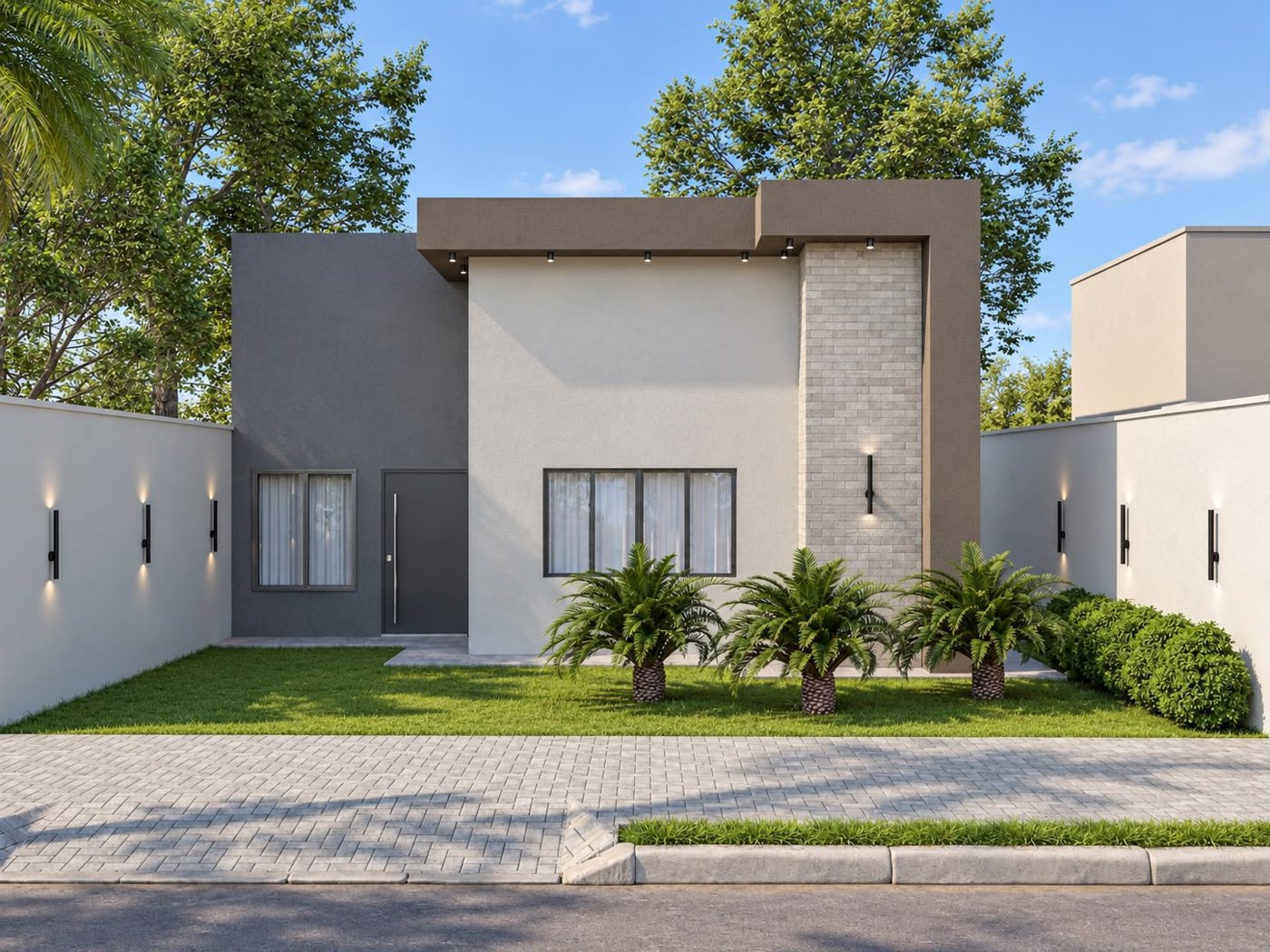 Fachada da Planta 06, casa construída pela Bella em Cáceres