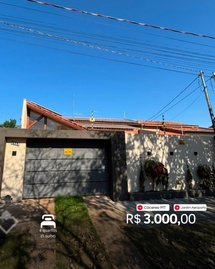 Casa para alugar em Jardim Aeroporto, Cáceres: Casa 4 quartos · Jardim Aeroporto