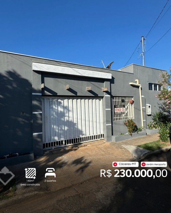 Casa à venda em Jardim Aeroporto, Cáceres: Casa 2 quartos · Jardim Aeroporto