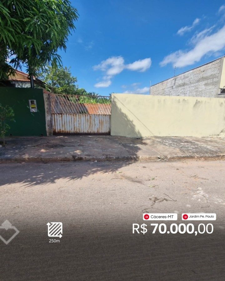 Terreno à venda em Jardim Padre Paulo, Cáceres: Terreno 250 m² · Jardim Padre Paulo